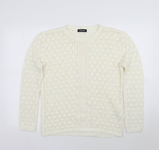 Kaliedoscope Womens White Floral  Pullover Jumper Size 12