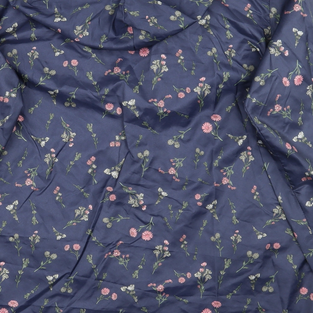 Anne De Lancay Womens Blue Floral  Jacket Coat Size M