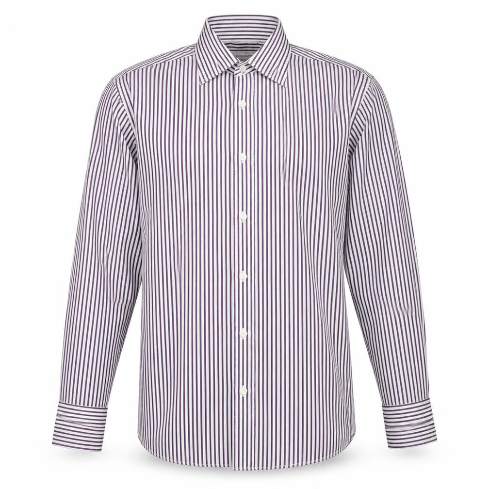 Butler & Webb Mens White Striped Rayon Button-Up Size 15.5