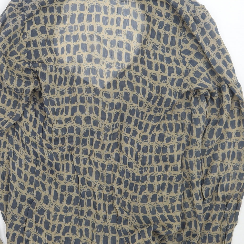 Adini Womens Brown Geometric  Basic Blouse Size XS