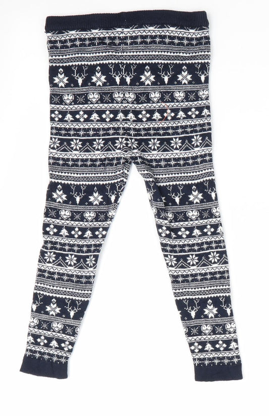 Lupilu Girls Blue Striped  Jogger Leggings Size 12-18 Months  - Christmas Print Knitted