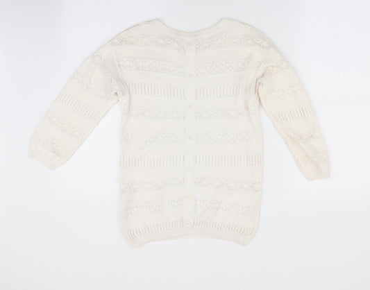 George Girls Ivory Striped  Pullover Jumper Size 10-11 Years  - Crochet style detail