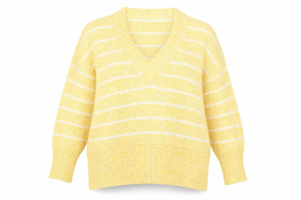 Marks and Spencer Womens Yellow Striped  Pullover Jumper Size L