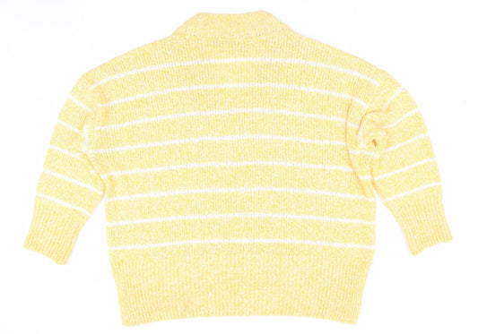 Marks and Spencer Womens Yellow Striped  Pullover Jumper Size L