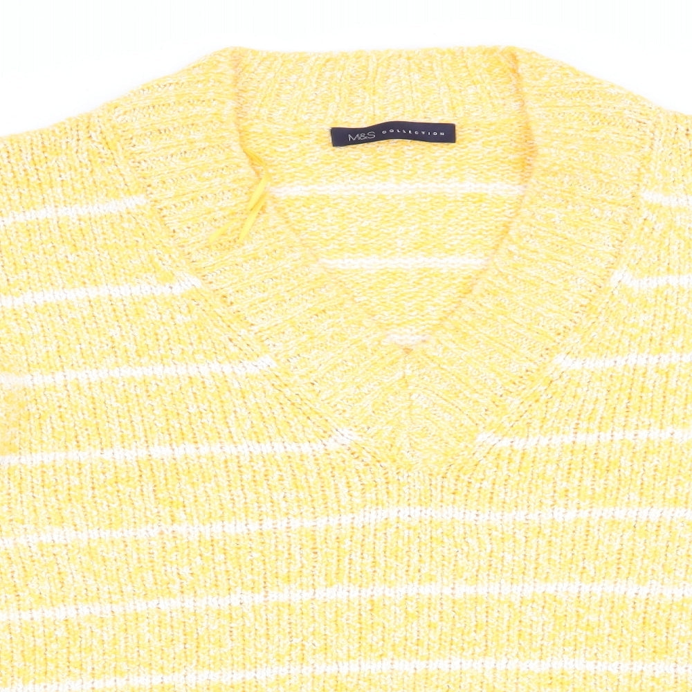 Marks and Spencer Womens Yellow Striped  Pullover Jumper Size L