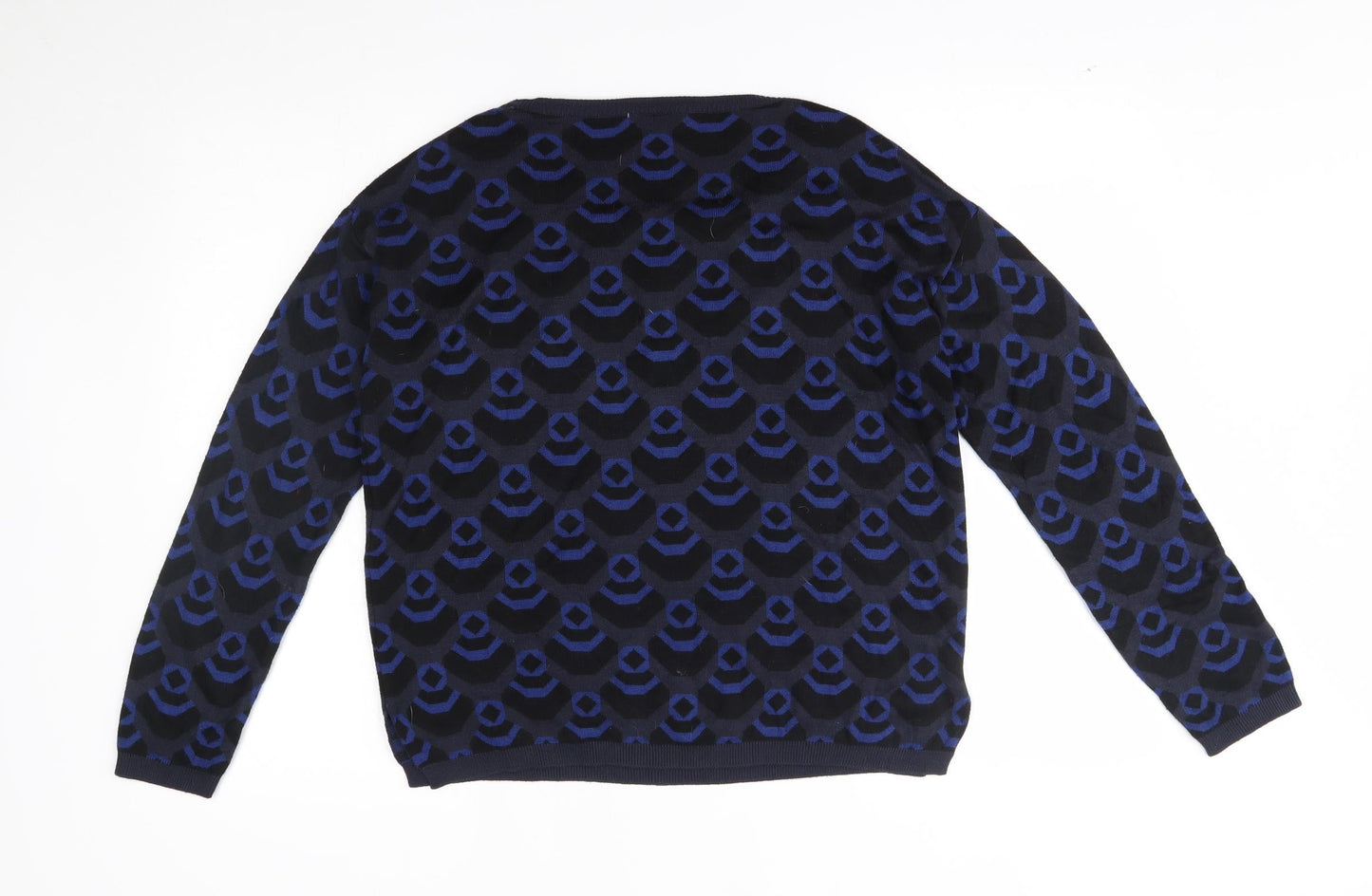 NEXT Womens Blue Geometric  Pullover Jumper Size 12  - gems
