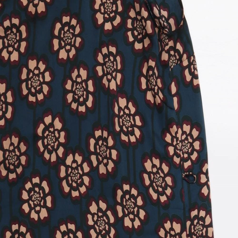 Clements Ribeiro Womens Blue Floral  A-Line  Size 10