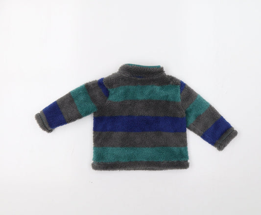 M&Co Baby Green Striped Fleece Pullover Jumper Size 3-6 Months