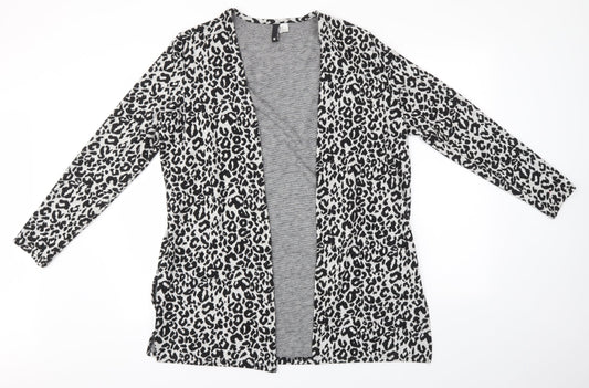 H&M Womens Grey Animal Print  Cardigan Jumper Size M