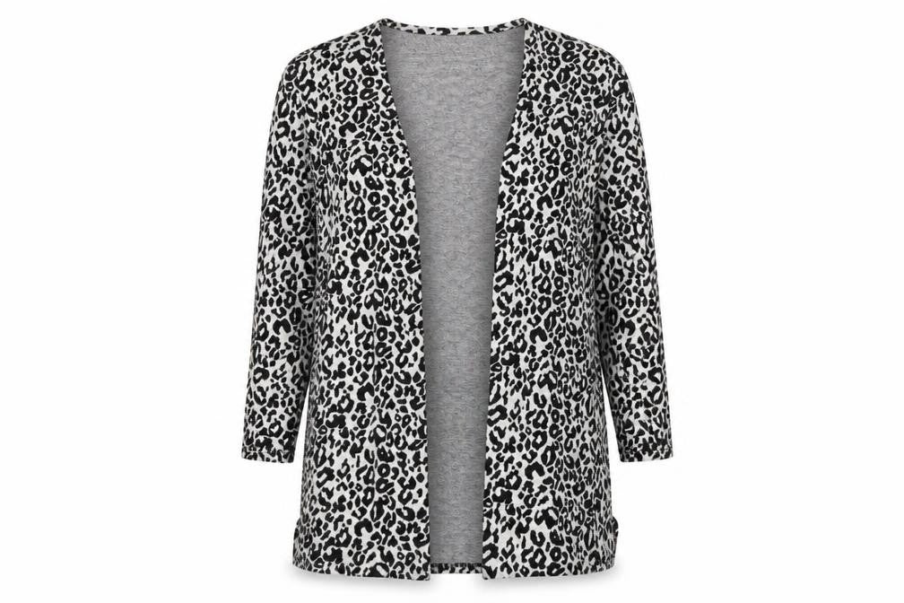H&M Womens Grey Animal Print  Cardigan Jumper Size M
