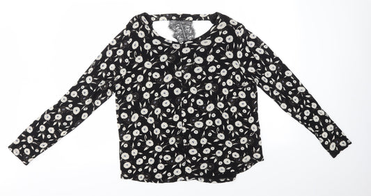 NEXT Womens Black Floral  Basic Blouse Size 16