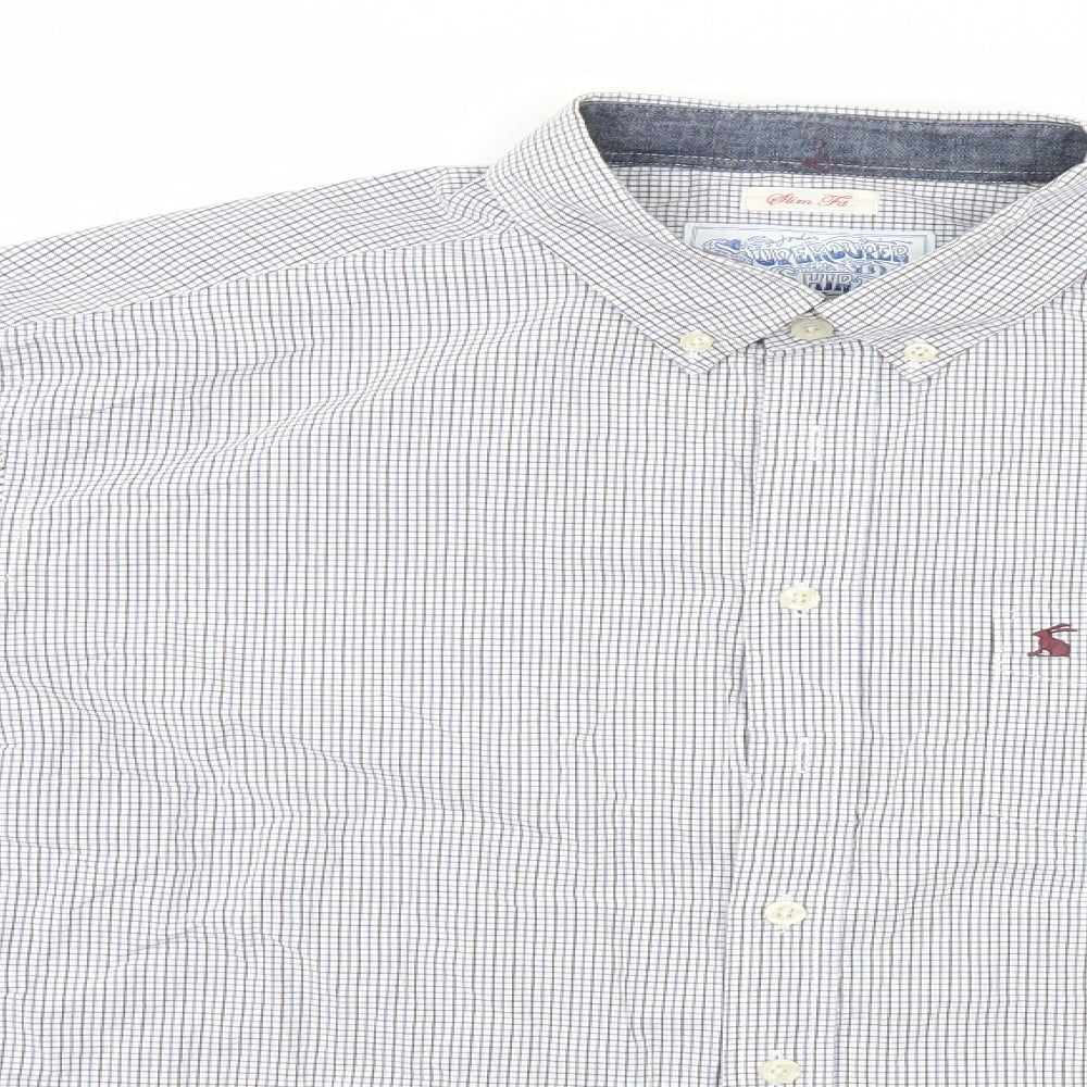 Jonles Mens White Plaid   Button-Up Size M