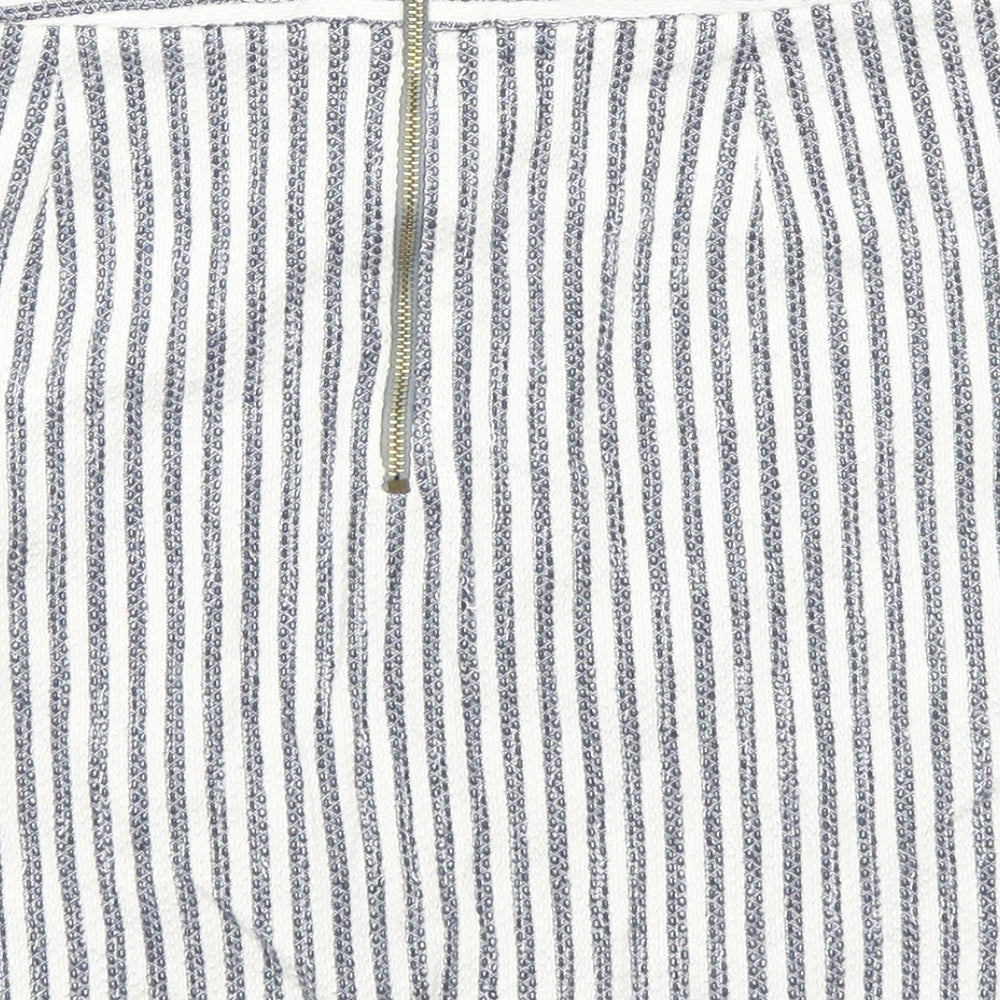 Topshop Womens White Striped  Straight & Pencil Skirt Size 12