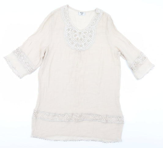 Style Womens Beige   Basic Blouse Size L