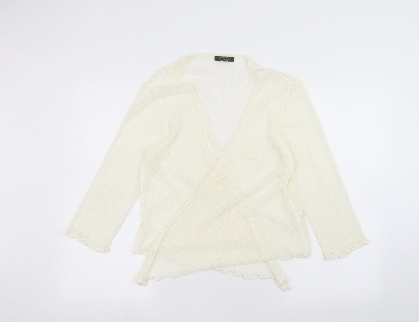 BM Womens White   Cardigan Jumper Size M