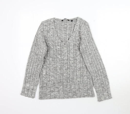 Ellie Louise Womens Grey  Knit Pullover Jumper Size M
