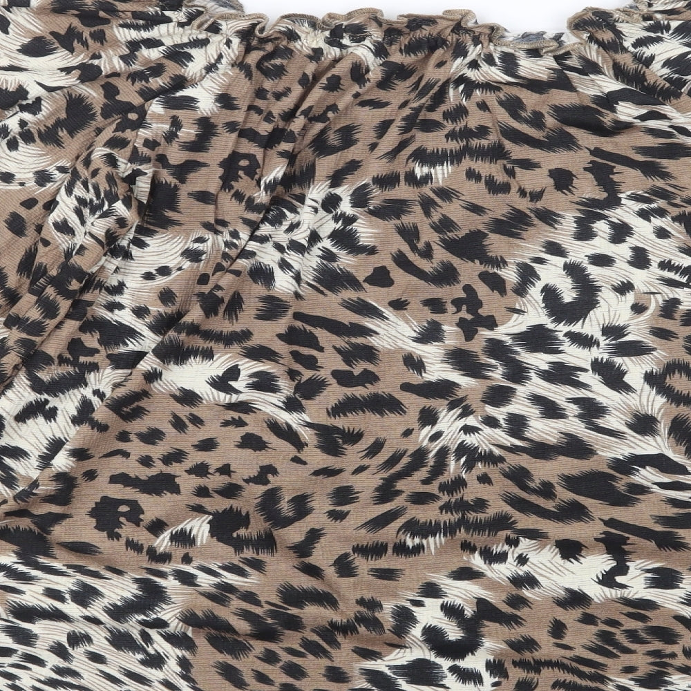 Pep&Co Womens Brown Animal Print  Basic Blouse Size 8