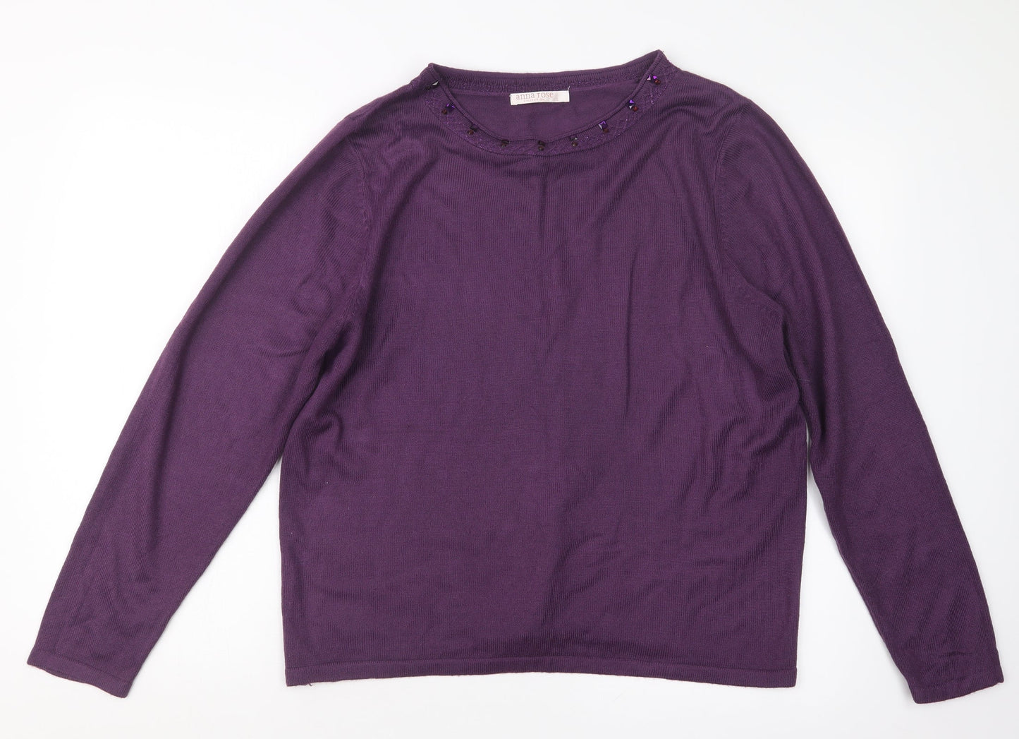 anna rose Womens Purple  Knit Pullover Jumper Size L