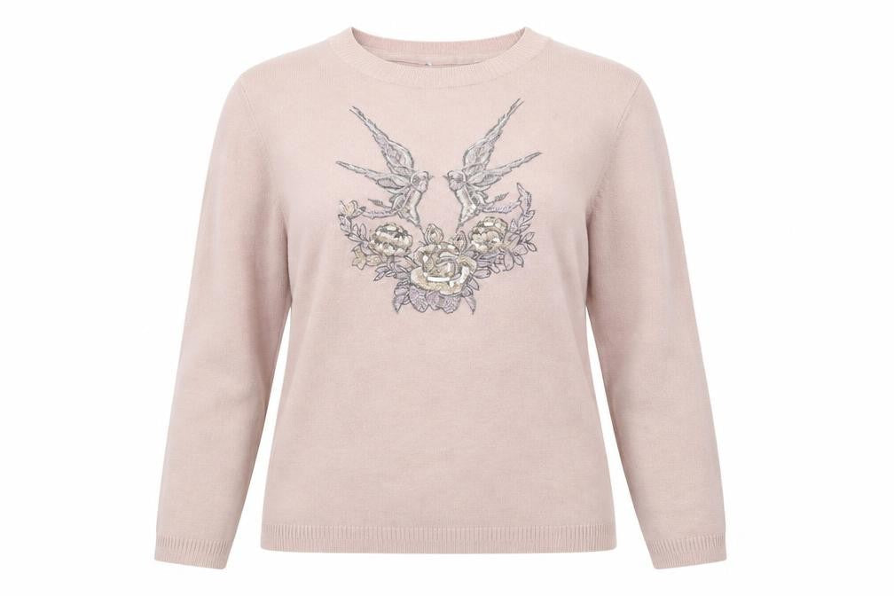 Marks and Spencer Womens Pink  Knit Pullover Jumper Size 14  - Birds