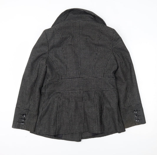 Debenhams Womens Black Polka Dot  Overcoat Coat Size 14