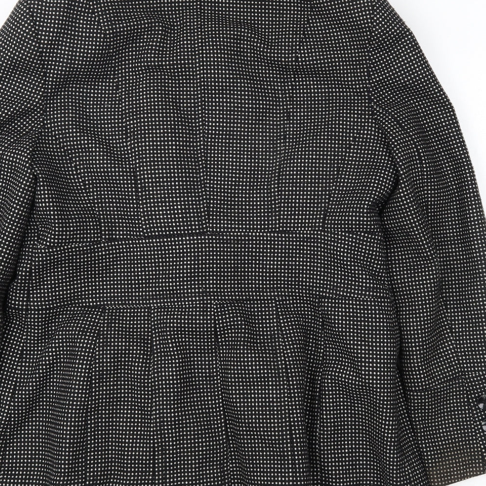 Debenhams Womens Black Polka Dot  Overcoat Coat Size 14