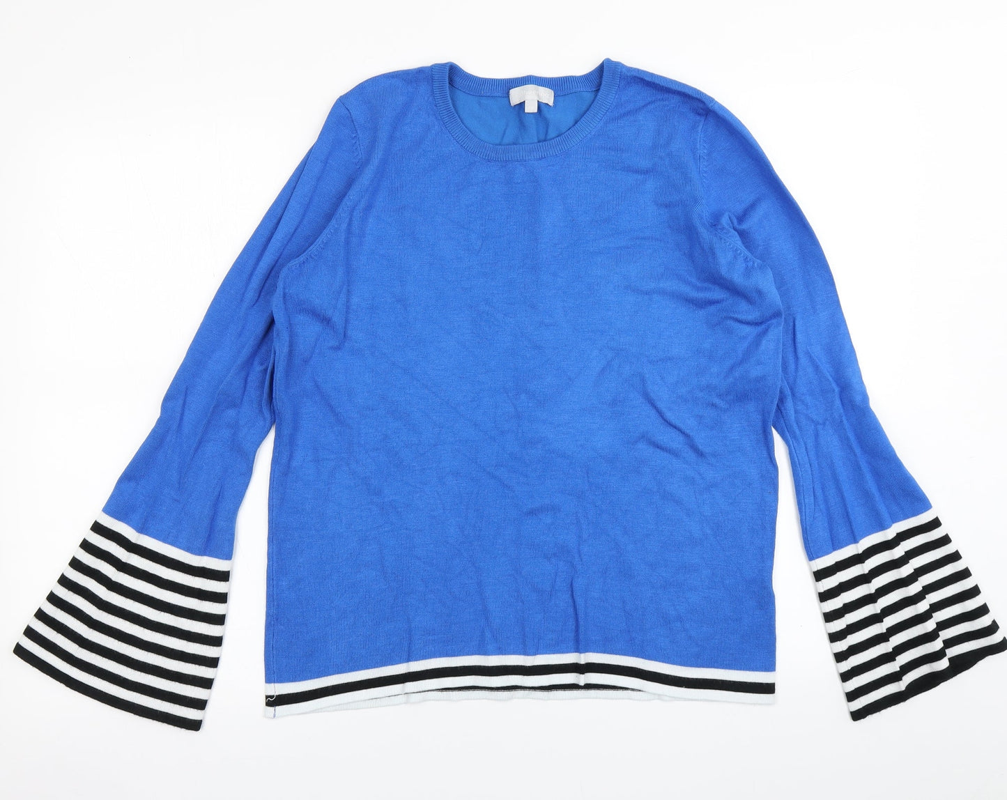 Red Herring Womens Blue Striped Knit Pullover Jumper Size 14  - Flare sleeve