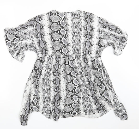 Boohoo Womens White Animal Print  Basic Blouse Size 12