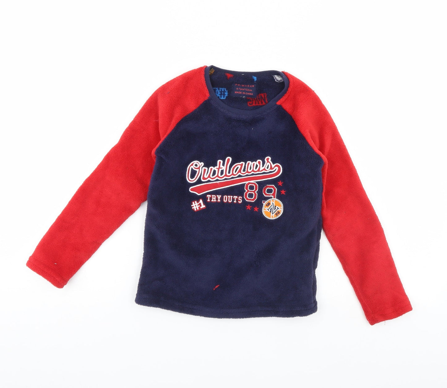 Primark Boys Blue Solid Fleece  Pyjama Top Size 6 Years