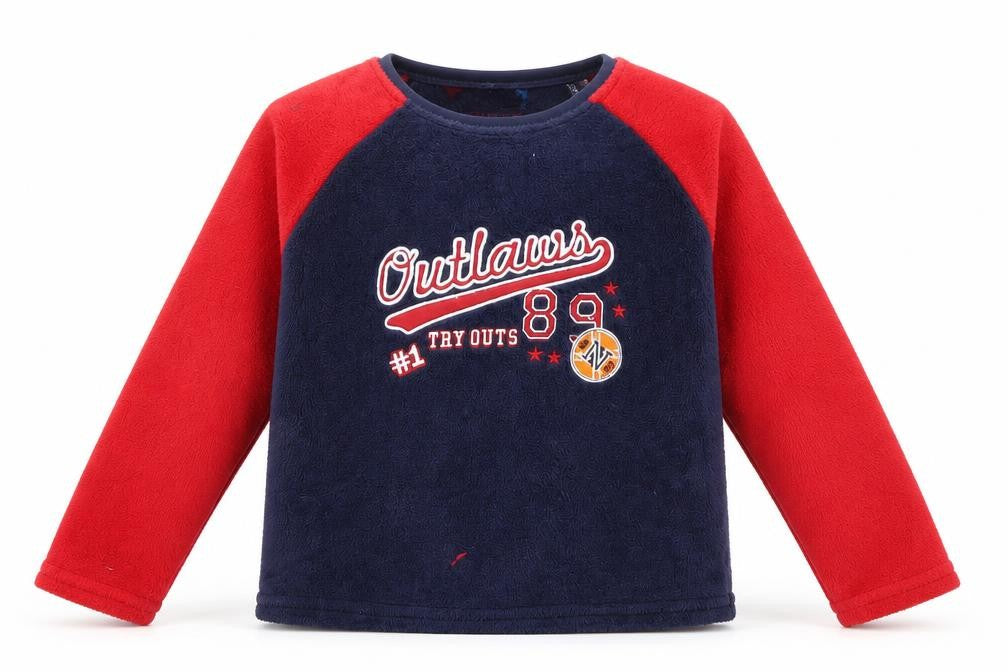 Primark Boys Blue Solid Fleece  Pyjama Top Size 6 Years