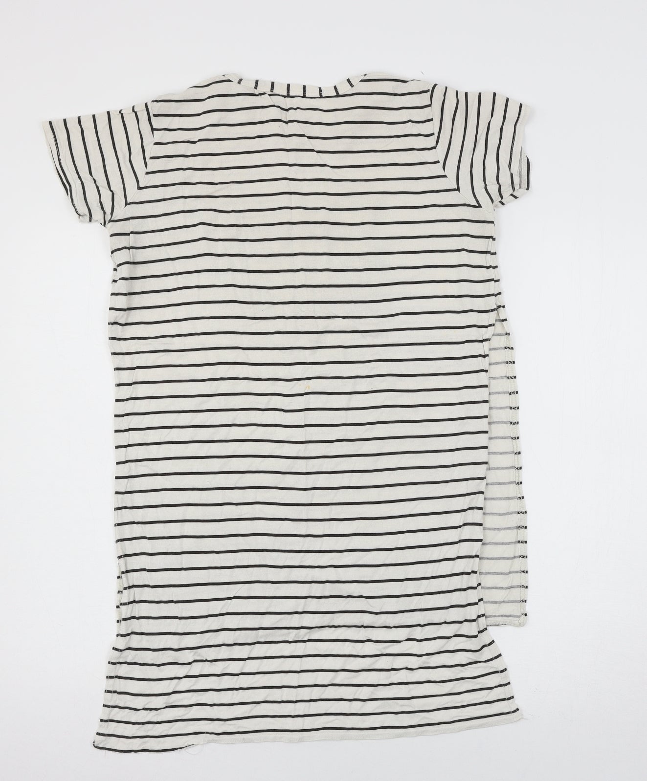 Preworn Womens Ivory Striped Jersey Basic T-Shirt Size M  - Paris