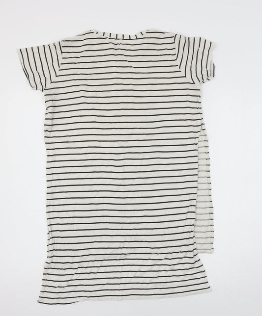 Preworn Womens Ivory Striped Jersey Basic T-Shirt Size M  - Paris