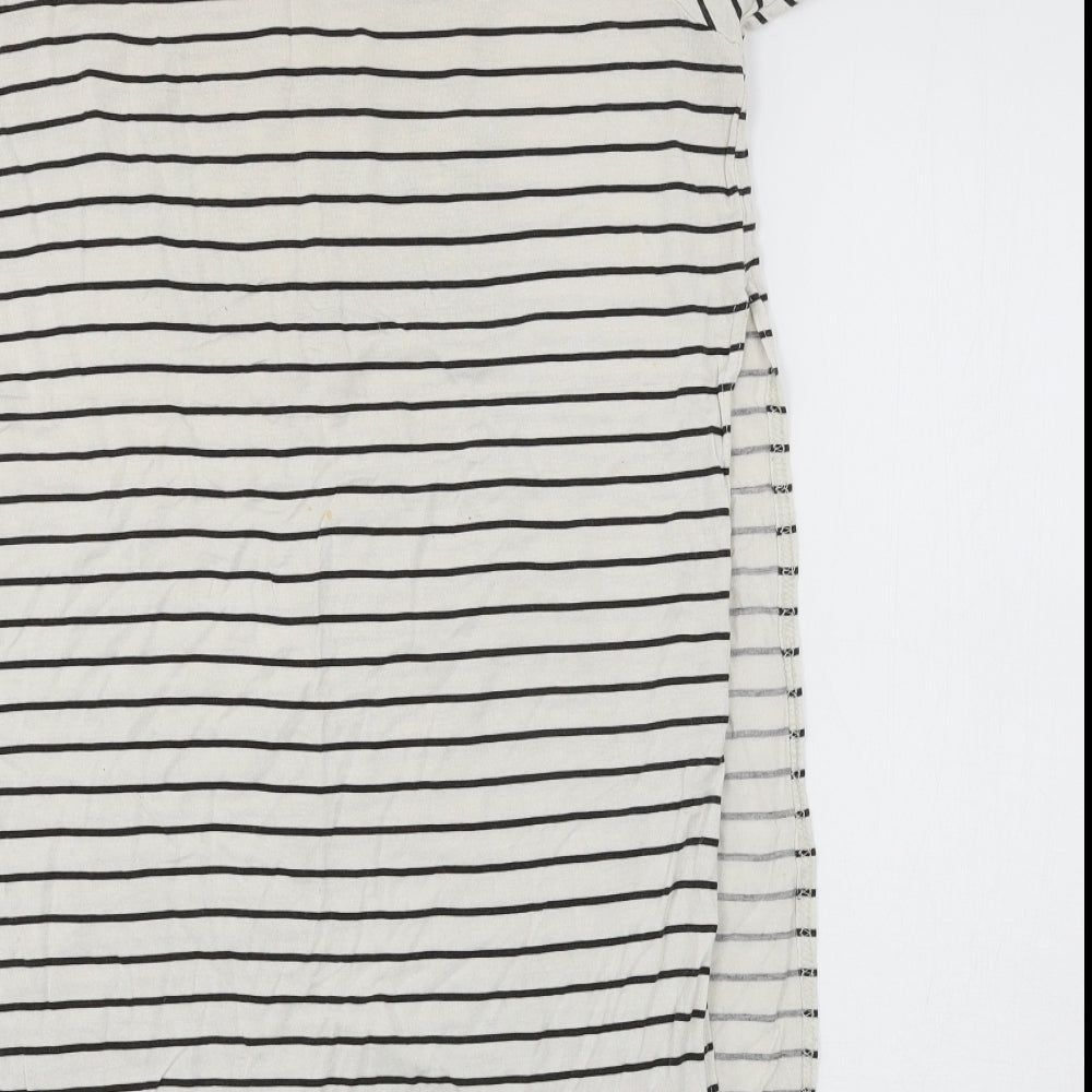 Preworn Womens Ivory Striped Jersey Basic T-Shirt Size M  - Paris
