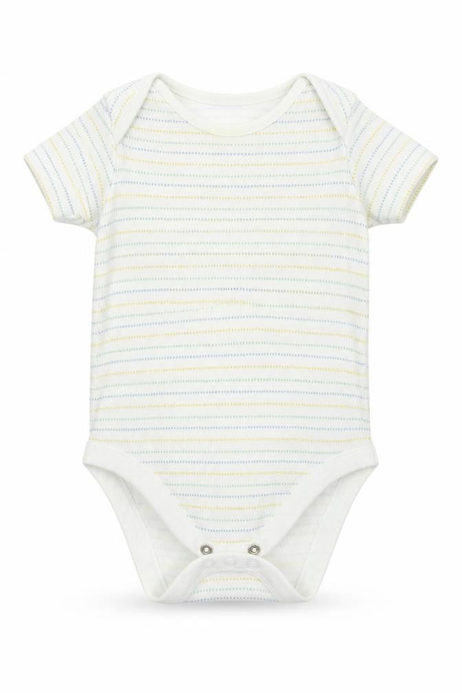 F&F Baby Multicoloured Striped Jersey Babygrow One-Piece Size 9-12 Months