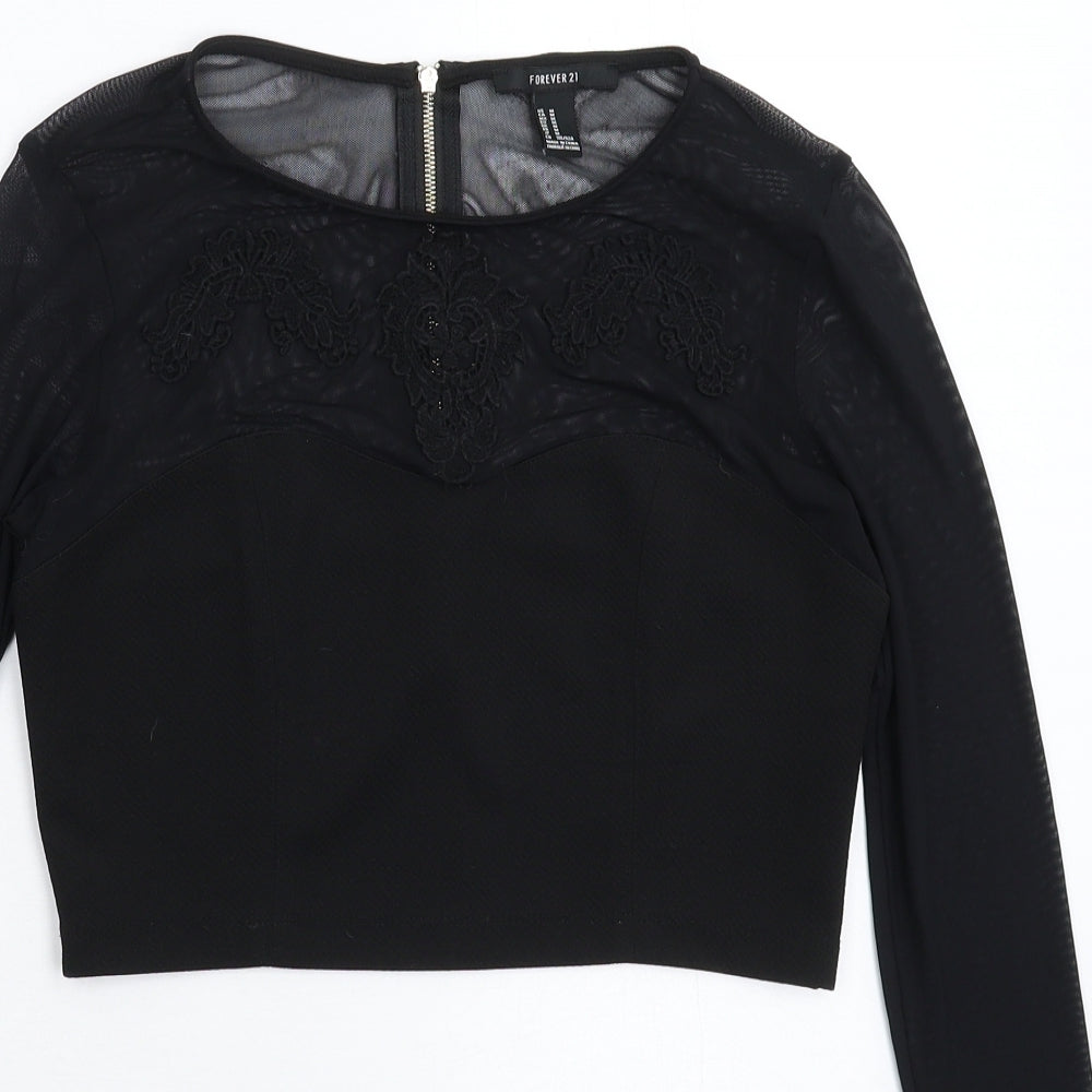 FOREVER 21 Womens Black   Cropped Blouse Size M