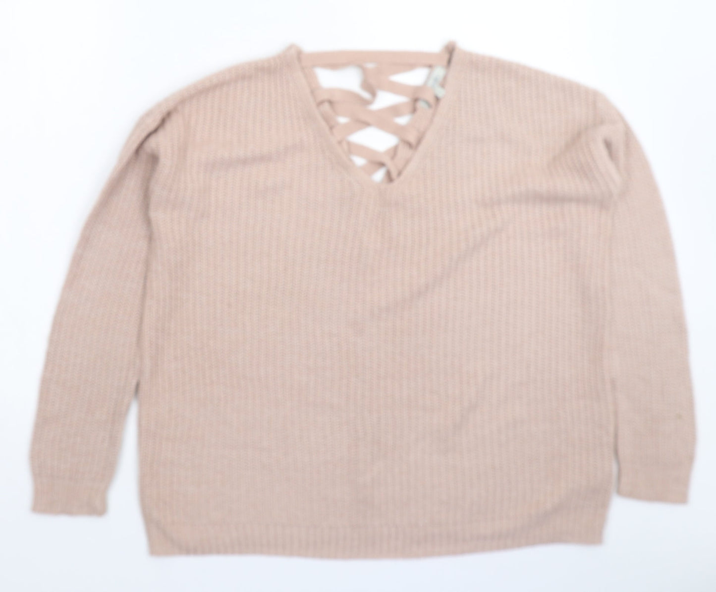 Peacocks Womens Pink  Knit Pullover Jumper Size S  - Oversized