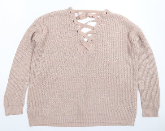 Peacocks Womens Pink  Knit Pullover Jumper Size S  - Oversized