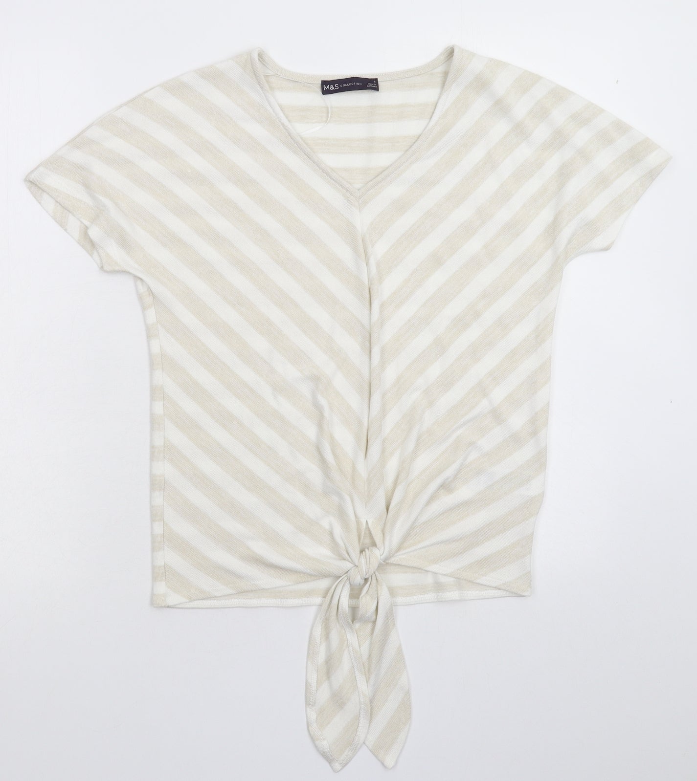 Marks and Spencer Womens Grey Striped Knit Pullover Jumper Size 6