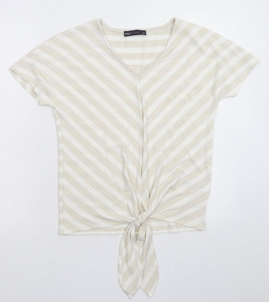 Marks and Spencer Womens Grey Striped Knit Pullover Jumper Size 6