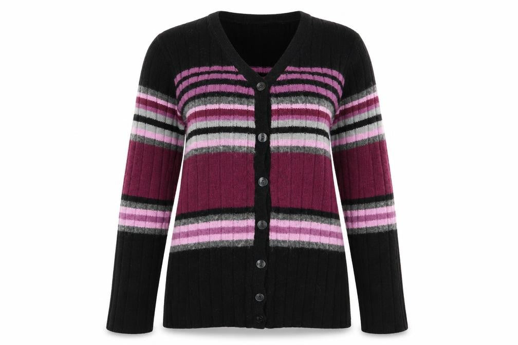 mackays Womens Multicoloured Striped  Cardigan Jumper Size M