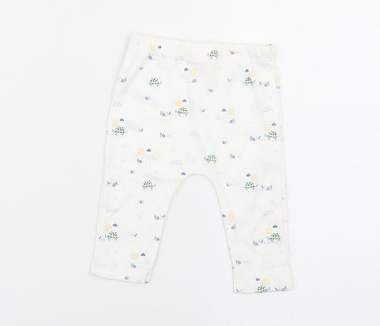 fred and flo Boys White Animal Print  Jogger Trousers Size 3-6 Months  - leggings