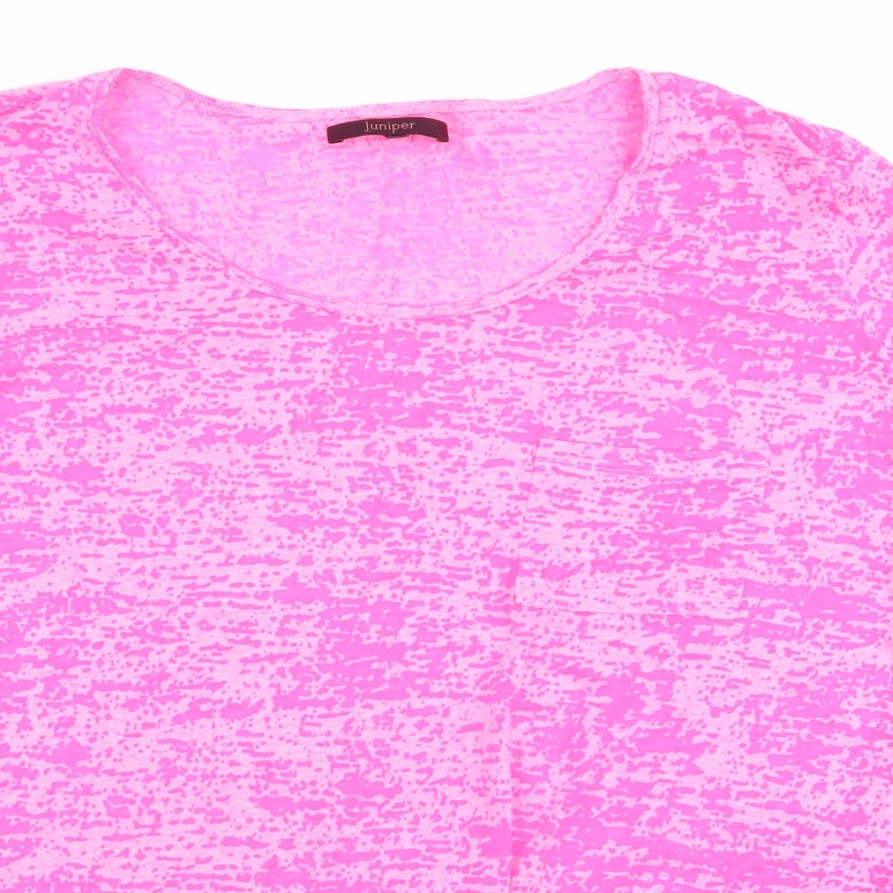 Juniper Womens Pink Geometric  Basic T-Shirt Size 14