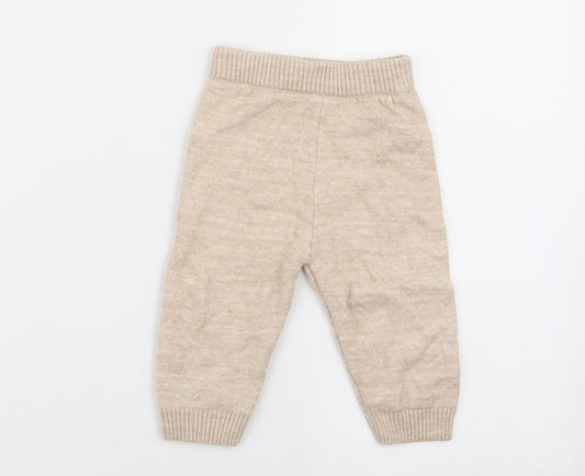 Asda George Girls Beige   Jogger Trousers Size 3-6 Months