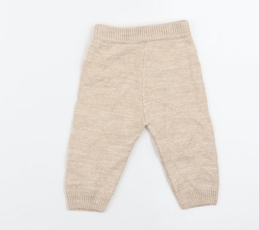 Asda George Girls Beige   Jogger Trousers Size 3-6 Months