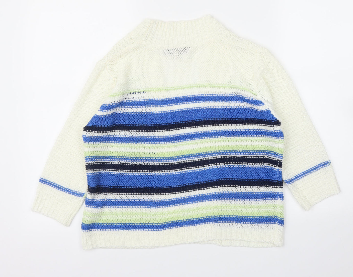Inspire Womens White Striped  Cardigan Jumper Size S