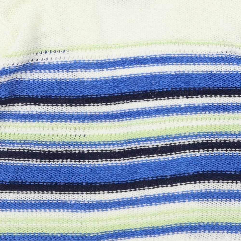 Inspire Womens White Striped  Cardigan Jumper Size S