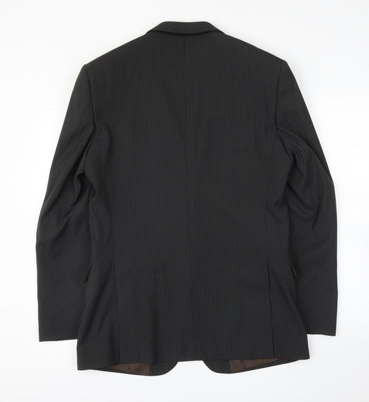 Milan Mens Black Striped  Jacket Suit Jacket Size 36