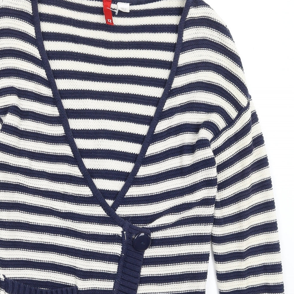 Divided Womens Blue Striped  Cardigan Jumper Size 12