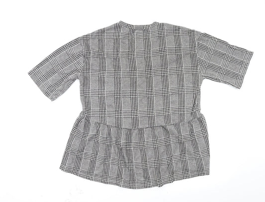 Zara Trafaluc Womens Grey Check  Basic Blouse Size S