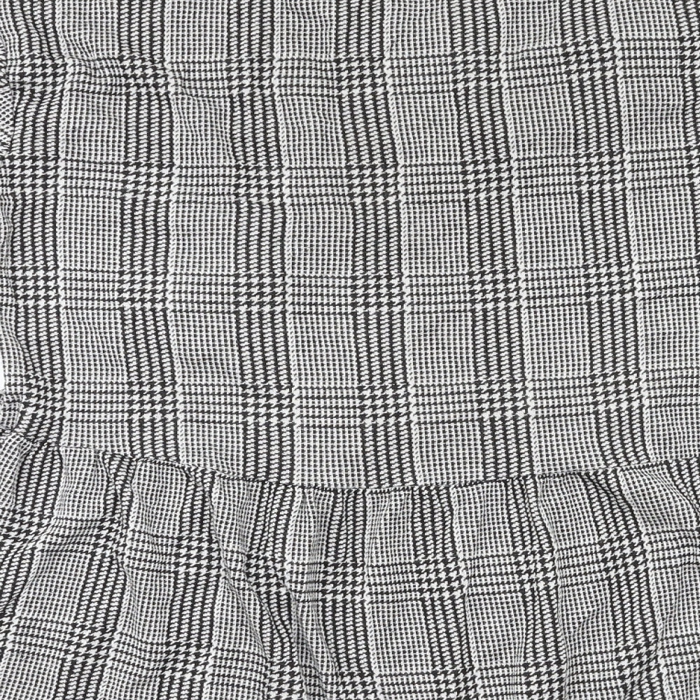 Zara Trafaluc Womens Grey Check  Basic Blouse Size S