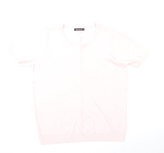 Bonmarché Womens Pink Houndstooth  Pullover Jumper Size 16